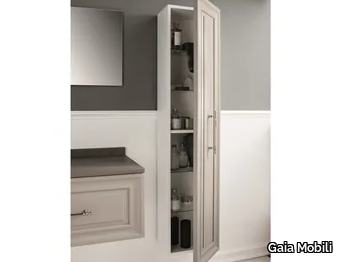 AUTORITRATTO - Storage suspended wooden bathroom column with doors _ Gaia Mobili