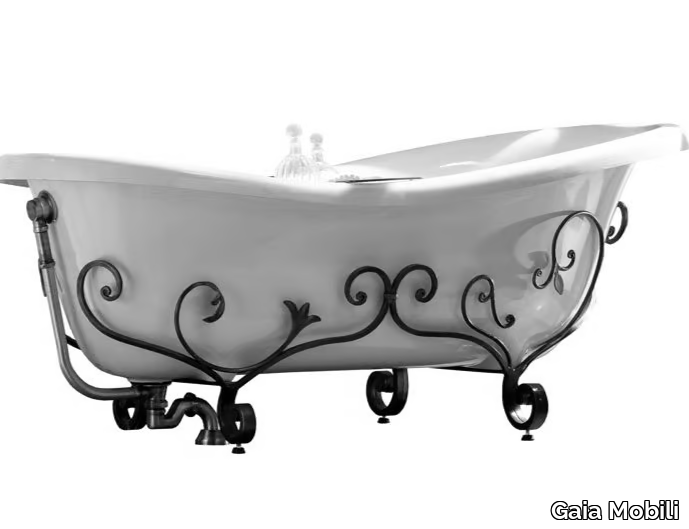 ROSE - Freestanding wrought iron and composite marble bathtub _ Gaia Mobili