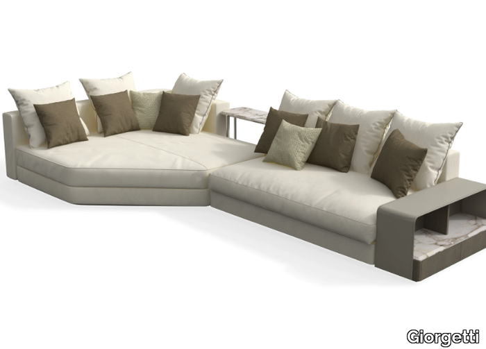 SKYLINE - Modular sectional leather sofa with chaise longue _ Giorgetti