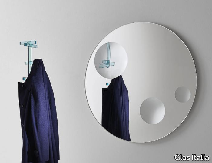 CELESTE - Round wall-mounted crystal mirror _ Glas Italia