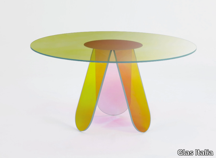 SHIMMER - Round crystal table _ Glas Italia