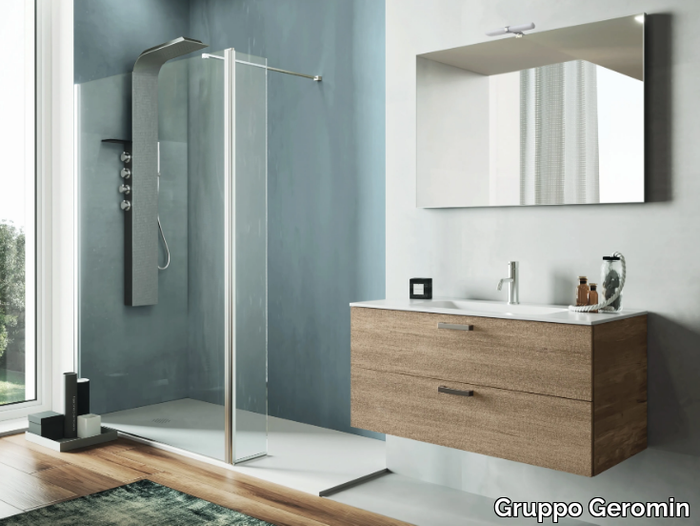 QUB01 - Single vanity unit with drawers with integrated washbasin _ Gruppo Geromin