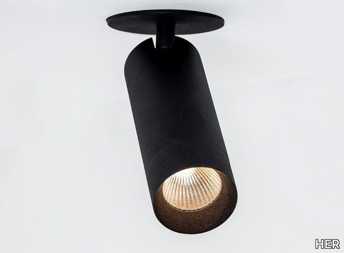 STRAIGHT XL IN - LED semi-inset adjustable powder coated aluminium spotlight _ HER