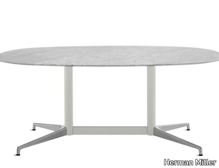 CIVIC - Oval marble meeting table with cable management _ Herman Miller