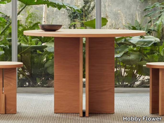 BARDI - Round oak garden table _ Hobby Flower