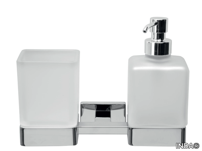 LEA - Satin glass Bathroom soap dispenser / toothbrush holder _ INDA®