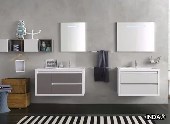 CLEVER - Composizione 1 - Laminate bathroom cabinet / vanity unit _ INDA®