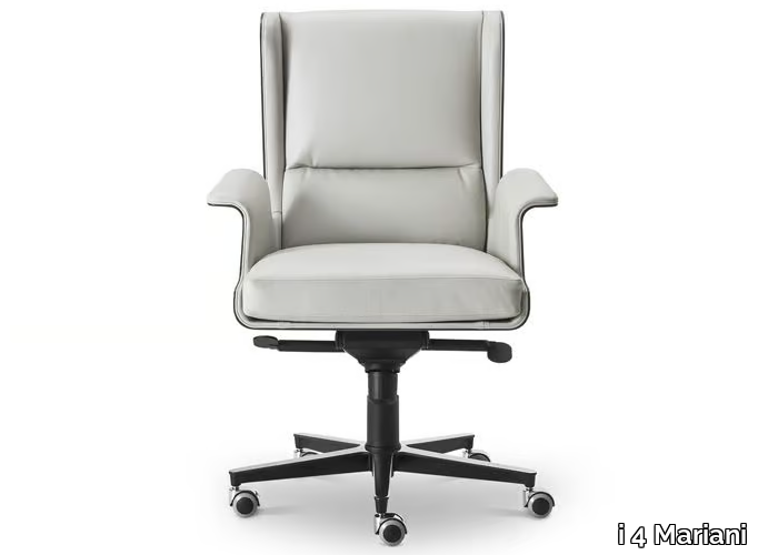 GARBO - Swivel leather and wood executive chair with armrests _ i 4 Mariani