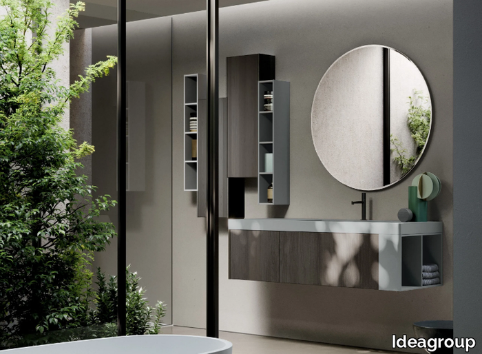 SENSE 15 - Wall-mounted vanity unit with integrated washbasin _ Ideagroup