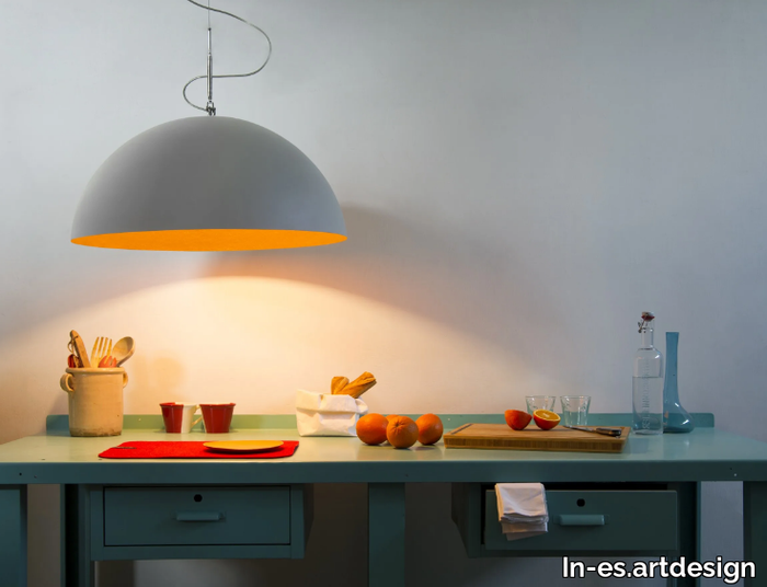 MEZZA LUNA 1 CEMENTO - Resin pendant lamp _ In-es.artdesign