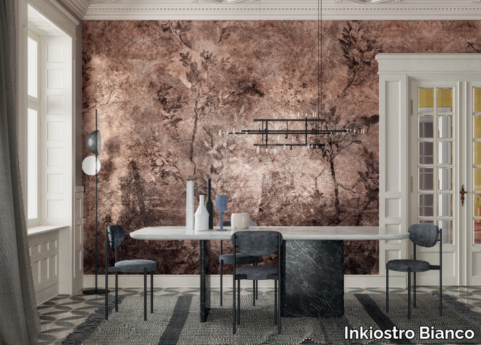 SETA - Gold leaf wallpaper with floral pattern _ Inkiostro Bianco