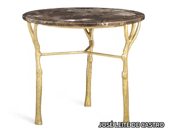 BOSQUE - Round brass and marble high side table _ JOSÉ LEITE DE CASTRO