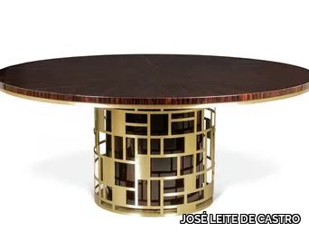 HALT - Round brass and ebony dining table _ JOSÉ LEITE DE CASTRO
