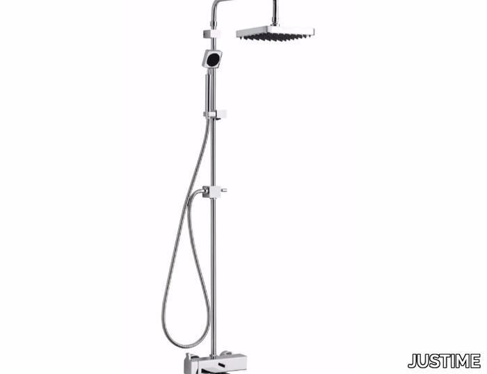 MARK II - Wall-mounted chromed brass shower panel with hand shower _ JUSTIME