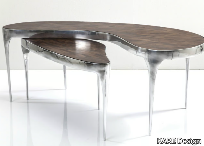 Coffee table - Aluminium and wood coffee table _ KARE Design