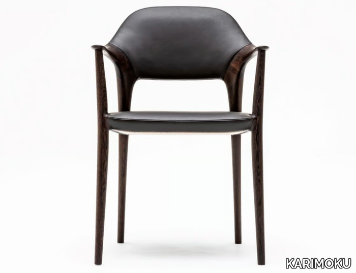 KUNST - Upholstered leather chair with armrests _ KARIMOKU