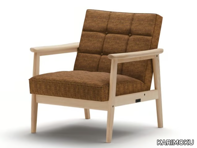 K CHAIR - Tufted fabric easy chair with armrests _ KARIMOKU