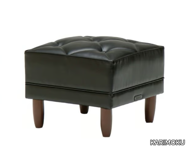 Leather footstool - Upholstered vinyl leather footstool _ KARIMOKU