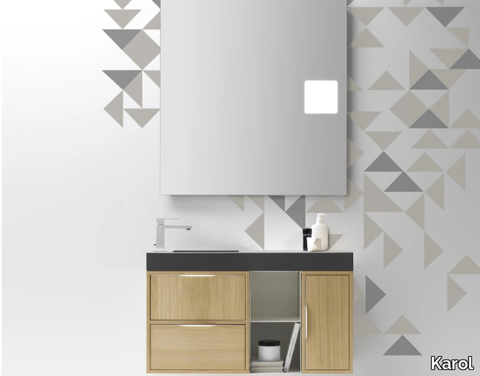 MUTEVOLE 03 - Wall-mounted vanity unit with drawers _ Karol