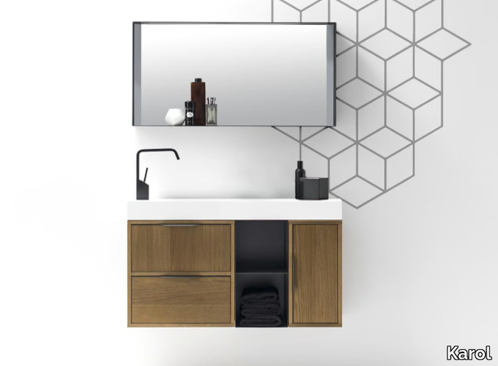 MUTEVOLE 06 - Wall-mounted vanity unit with drawers _ Karol