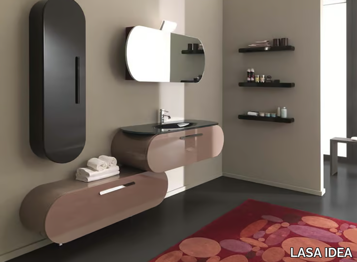 FLUX_US 1 - Single wall-mounted vanity unit with drawers _ LASA IDEA