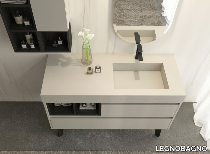 FREEDOM FL04 - Floor-standing wooden vanity unit with mirror _ LEGNOBAGNO