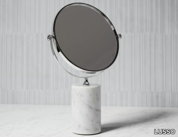 ELERA - Double-sided round Carrara marble mirror _ LUSSO