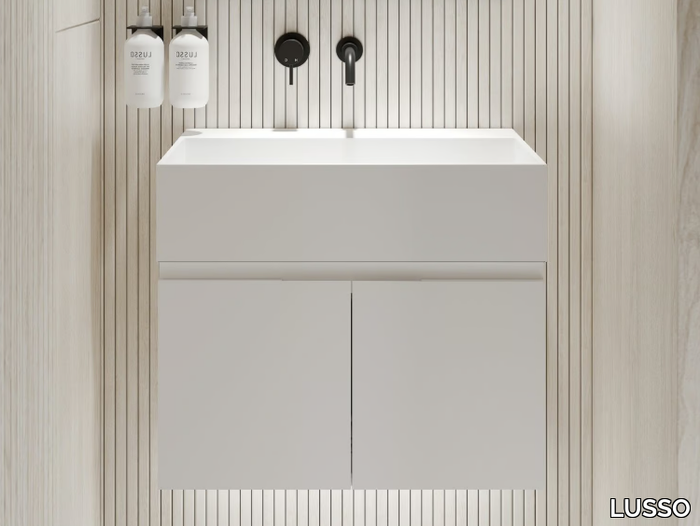 ETHOS - Wall-mounted Resin Stone vanity unit with doors _ LUSSO