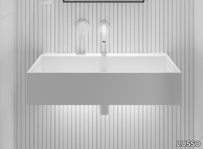 ETHOS - Wall-mounted rectangular Resin Stone washbasin _ LUSSO