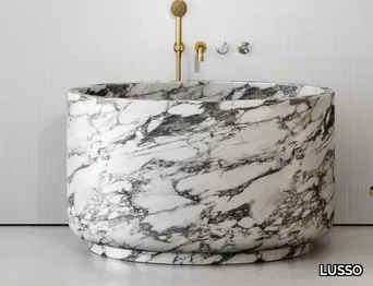 MINOTTI - Freestanding round Arabescato marble bathtub _ LUSSO