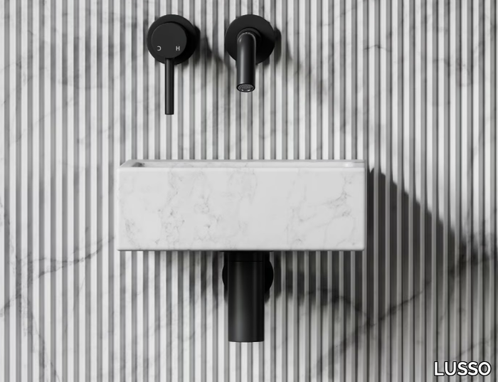 VASEL - Rectangular wall-mounted Carrara marble handrinse basin _ LUSSO