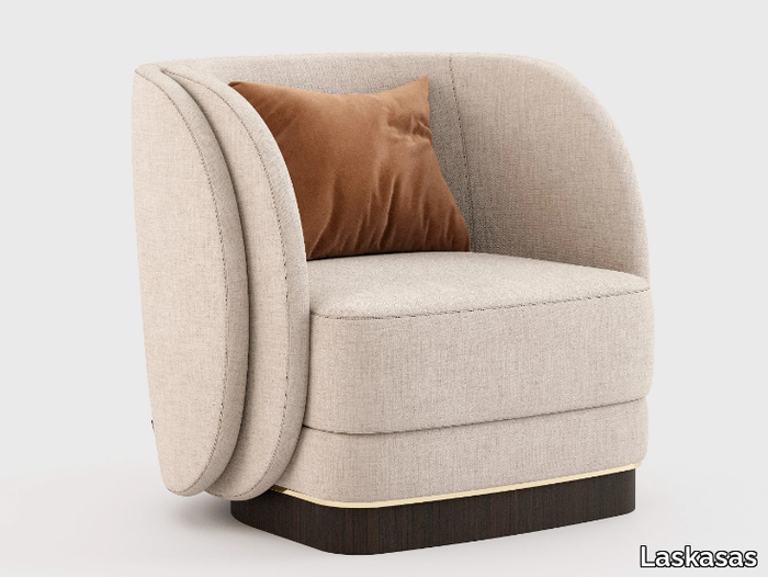 AMBROSE - Upholstered linen armchair with armrests _ Laskasas