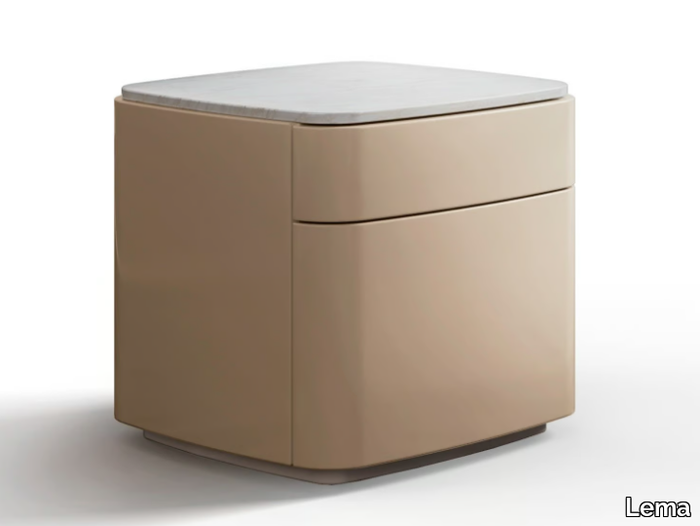 LULLABY - Rounded wooden bedside table with drawers _ Lema