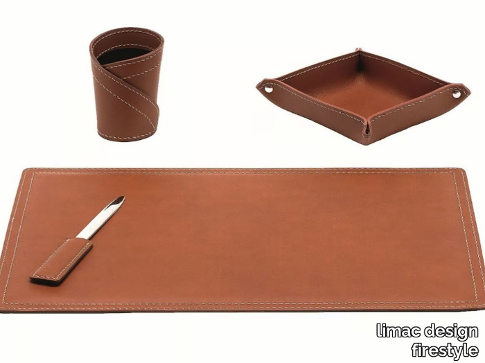 ASCANIO 4 PZ - Bonded leather desk set _ limac design firestyle