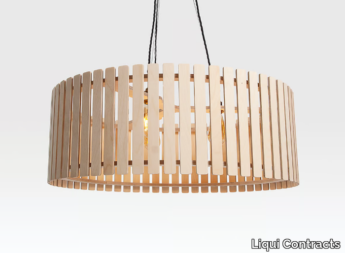 BRIXHAM LARGE DRUM - Plywood pendant lamp _ Liqui Contracts