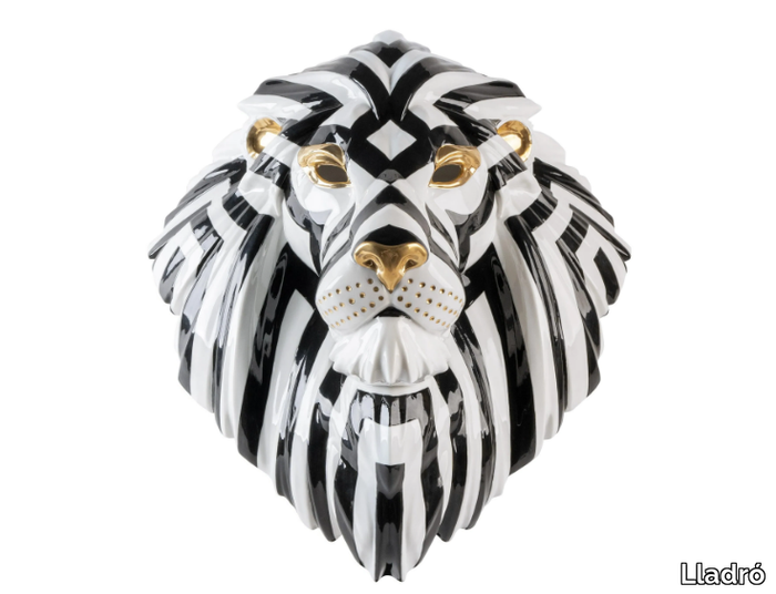 LION MASK (BLACK AND GOLD) - Porcelain decorative object _ Lladró