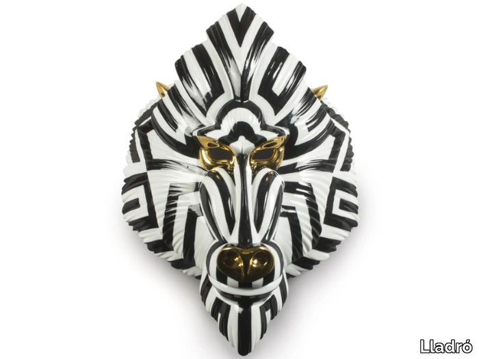 MANDRILL MASK (BLACK AND GOLD) - Porcelain wall decor item _ Lladró