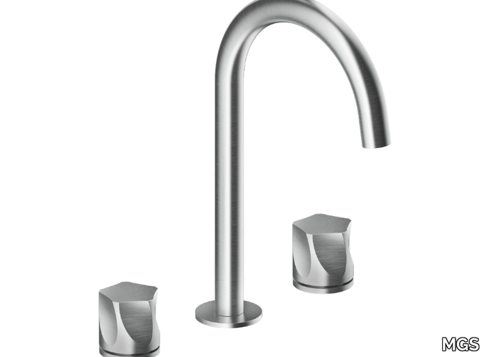 PE284 - Countertop stainless steel washbasin mixer with individual rosettes _ MGS