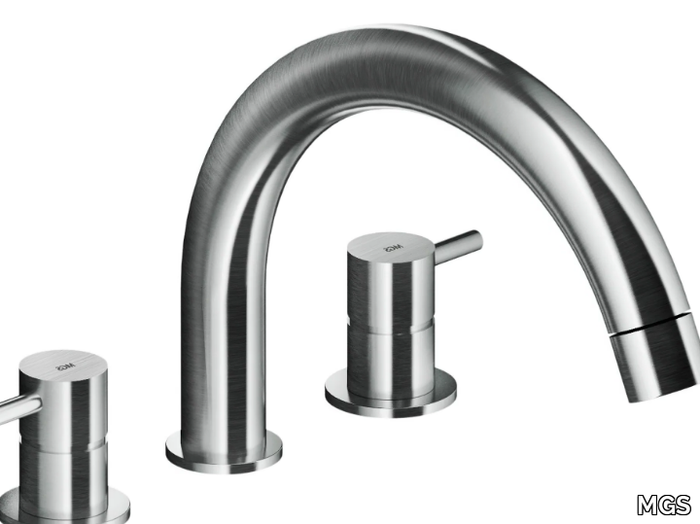 MB508 - Deck mounted 3 hole stainless steel bathtub tap _ MGS