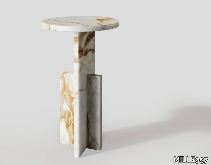 ELEMENT 1 - Round marble high side table _ MILLE997