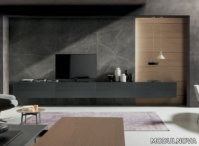 BLADE - Oak TV wall system _ MODULNOVA