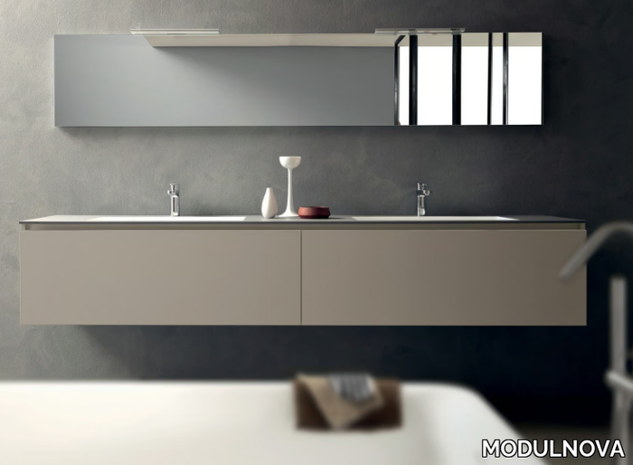 LIGHT - Double wall-mounted milltech vanity unit _ MODULNOVA