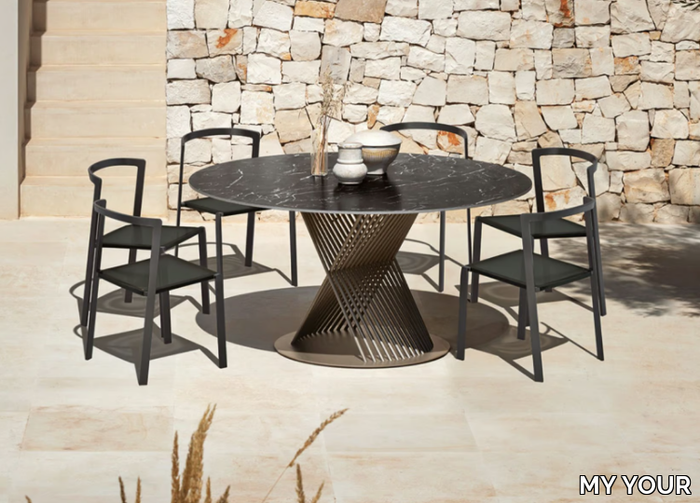 PUSH - Round powder coated aluminium garden table _ MY YOUR