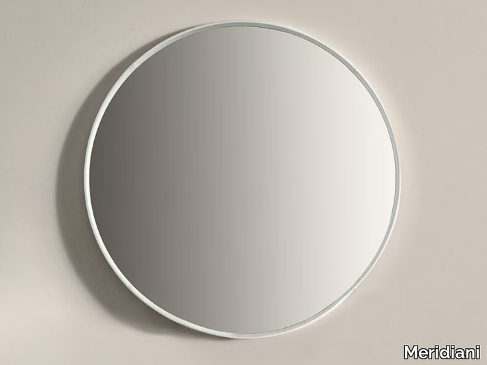 BIRK - Round wall-mounted leather mirror _ Meridiani