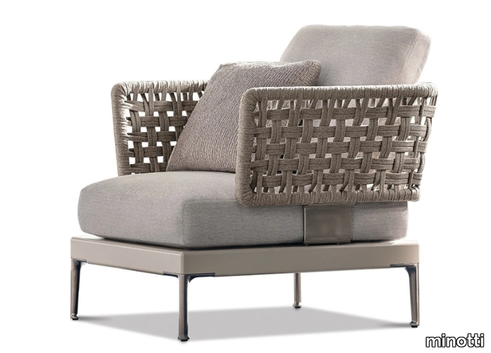 PATIO - Outdoor armchair in fabric with armrests _ Minotti