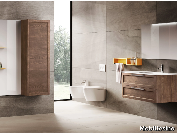 R11 - Wall-mounted ash vanity unit with drawers _ Mobiltesino