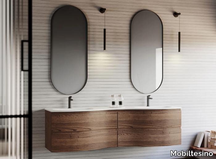 N33 - Wall-mounted ash vanity unit with drawers _ Mobiltesino