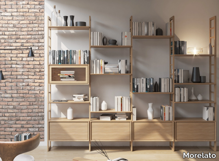 SCALA ZERO - Double-sided cherry wood bookcase _ Morelato