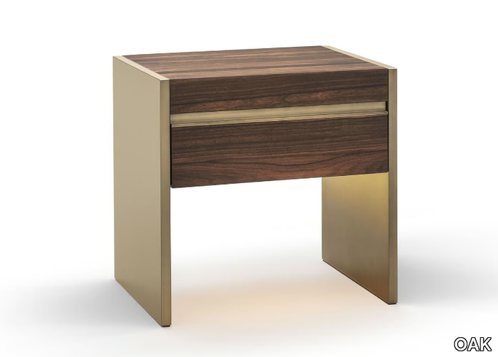 ALLEGRETTO GN8094 - Rectangular eucalyptus bedside table with drawers _ OAK