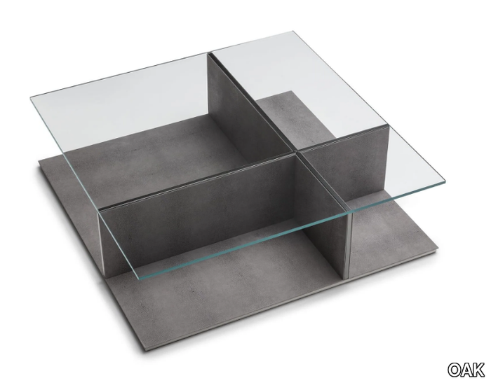 ASSOLO GN8030/B - Square wood and glass coffee table _ OAK